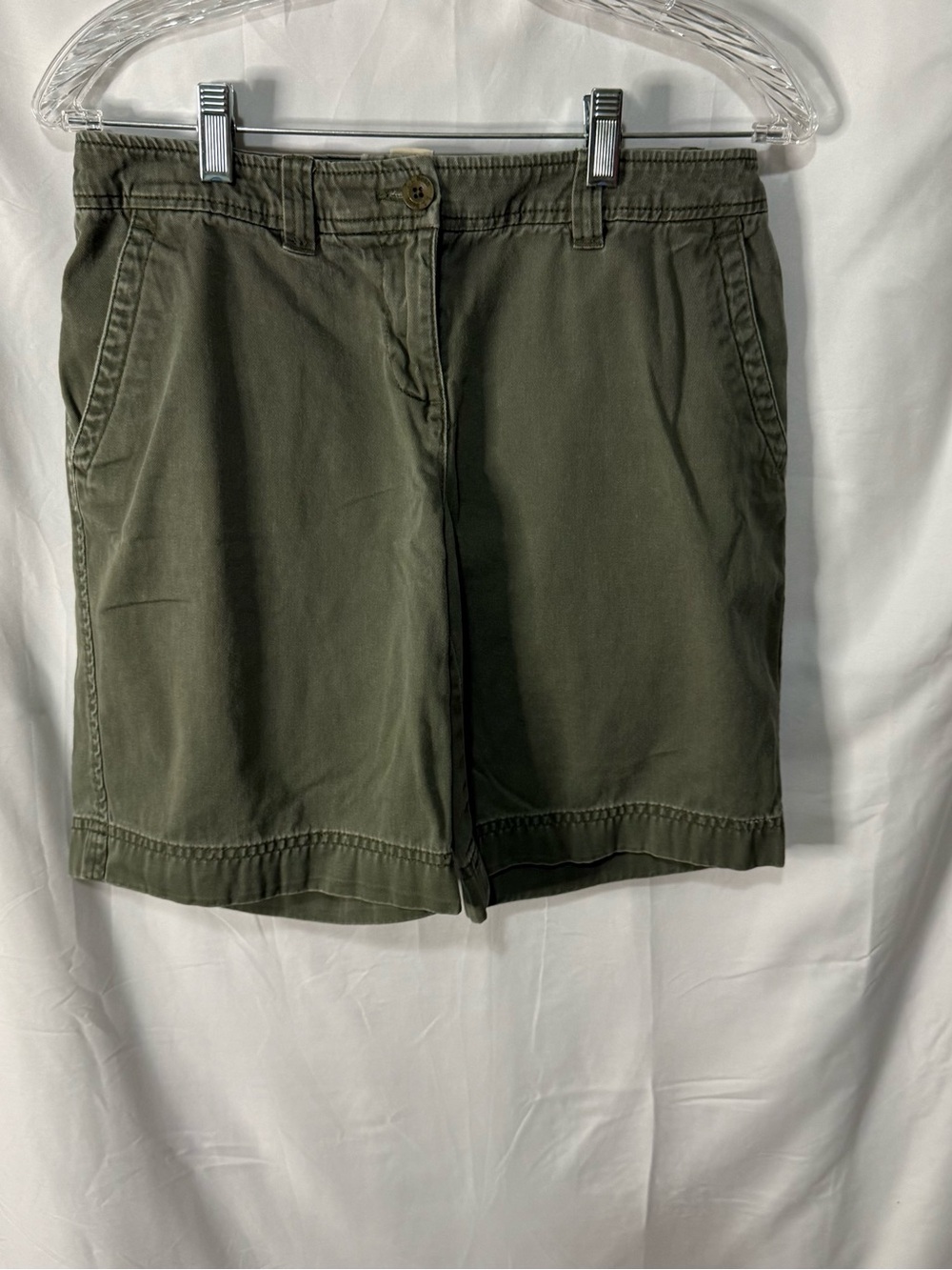 L.L. Bean Women's High Waist Shorts - Olive Green